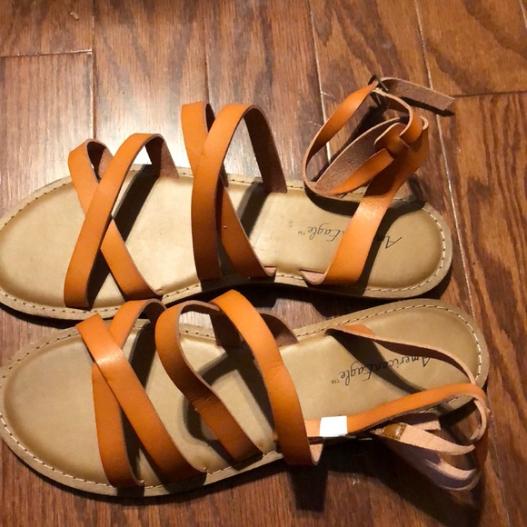 women’s size 12 cognac crossband sandals - Picture 4 of 5